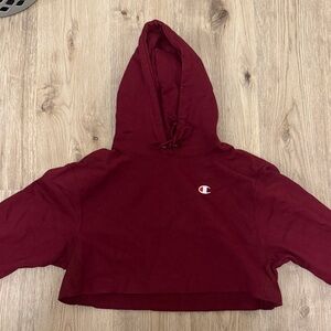 Champion Burgundy Cropped Hoodie